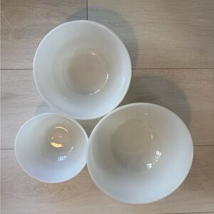 Vintage Fire King 3 Piece Milk Glass Mixing Nesting Bowl Set